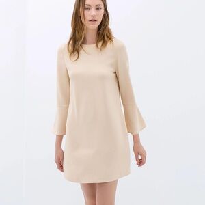 Zara Cream Bell Long Sleeve Dress XS